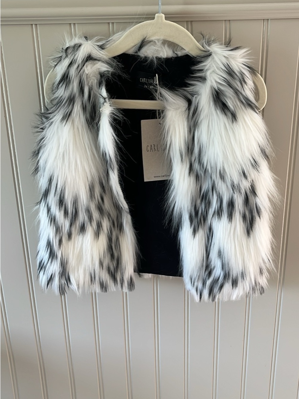 Kids Faux Fur Vest - Black & White
